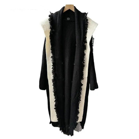 Long Knitted Cardigan Black