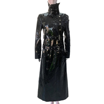 Shiny Leather Coat Black