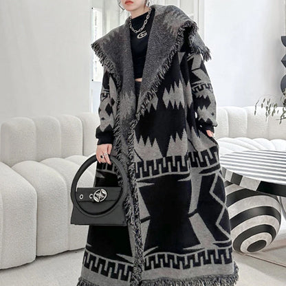 Long Knitted Cardigan Black