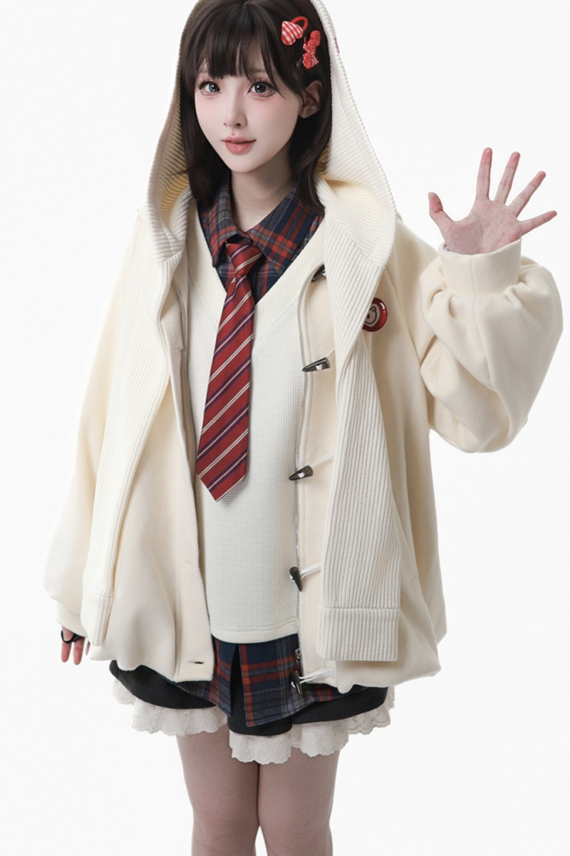 Apple Black Tea Fleece Coat + Hoodie + Long Skirt + Short Skirt + Hood Scarf