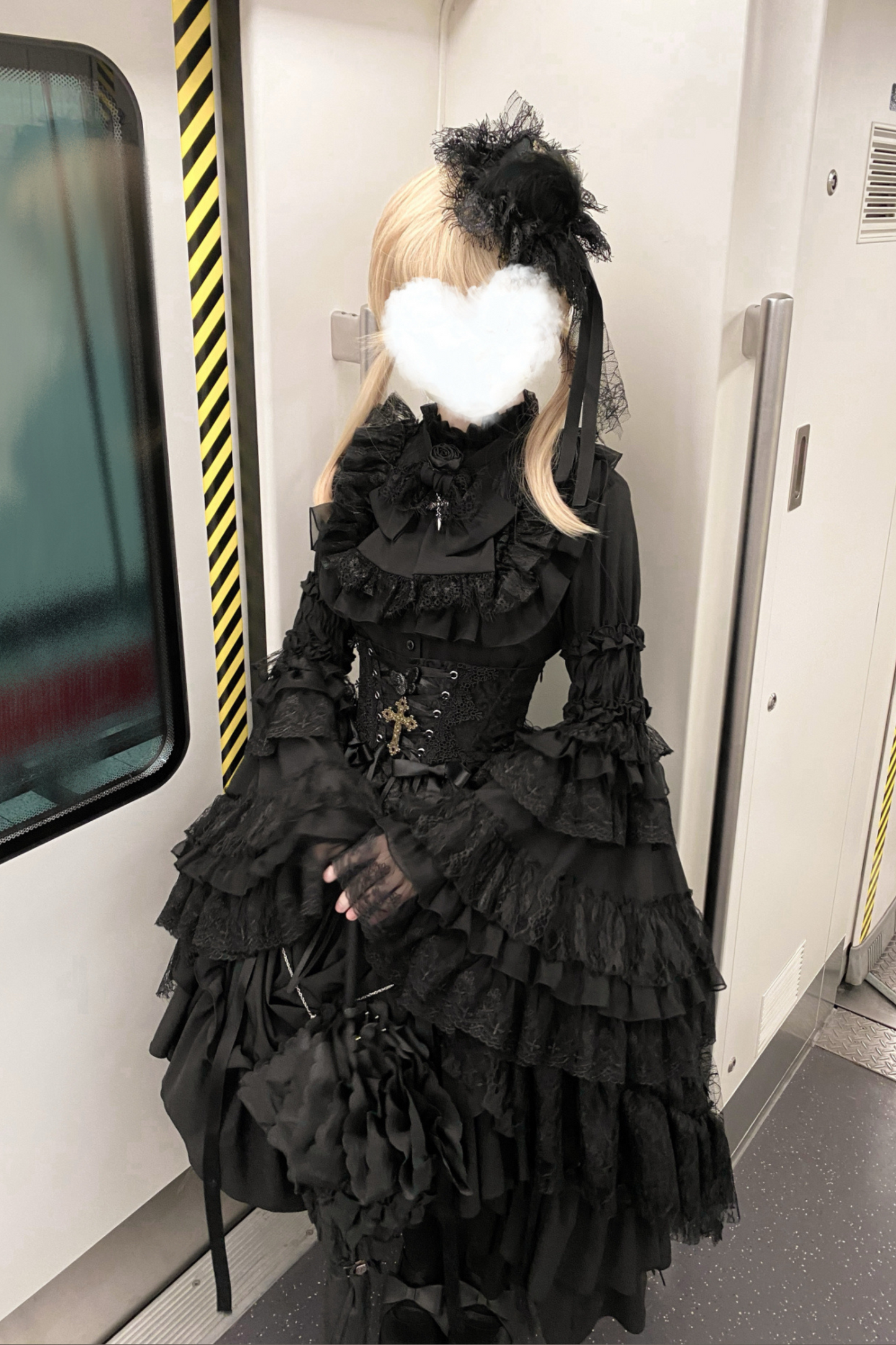 Gothic Super Jisleeve Lolita Shirt + Ruffle Skirt + Hat