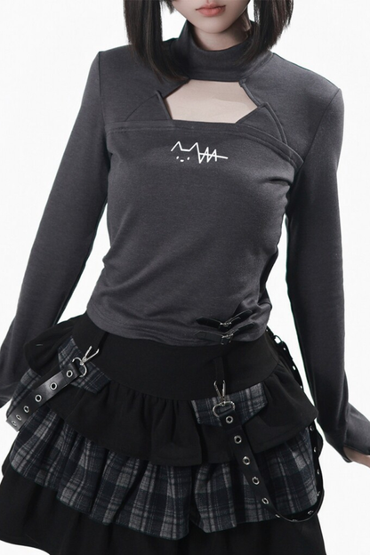 Cat Ear Jacket + Tiered Skirt + Top + Striped Leg Warmers