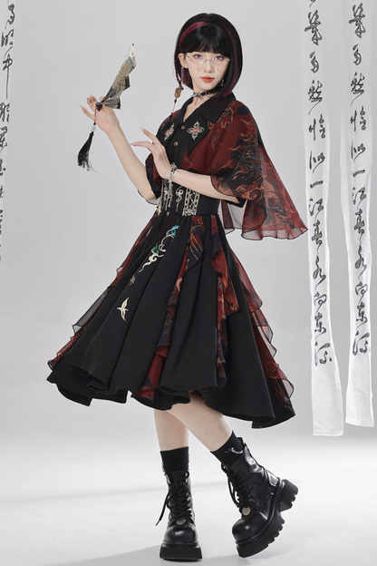 Chinese-style Embroidery Dress + Belt + Girdle