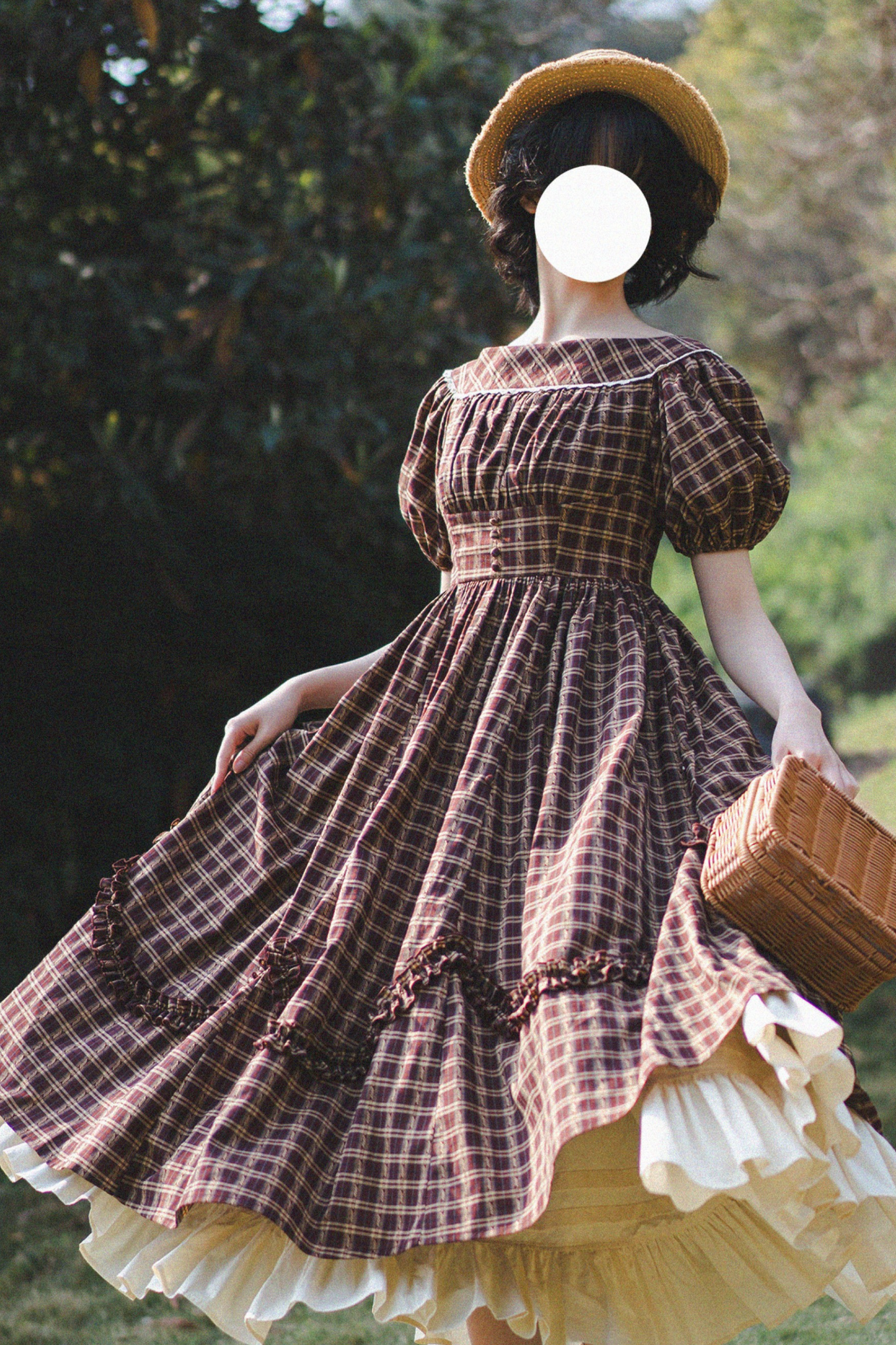 Forest Ward Retro Plaid Lolita Dress + Petticoat
