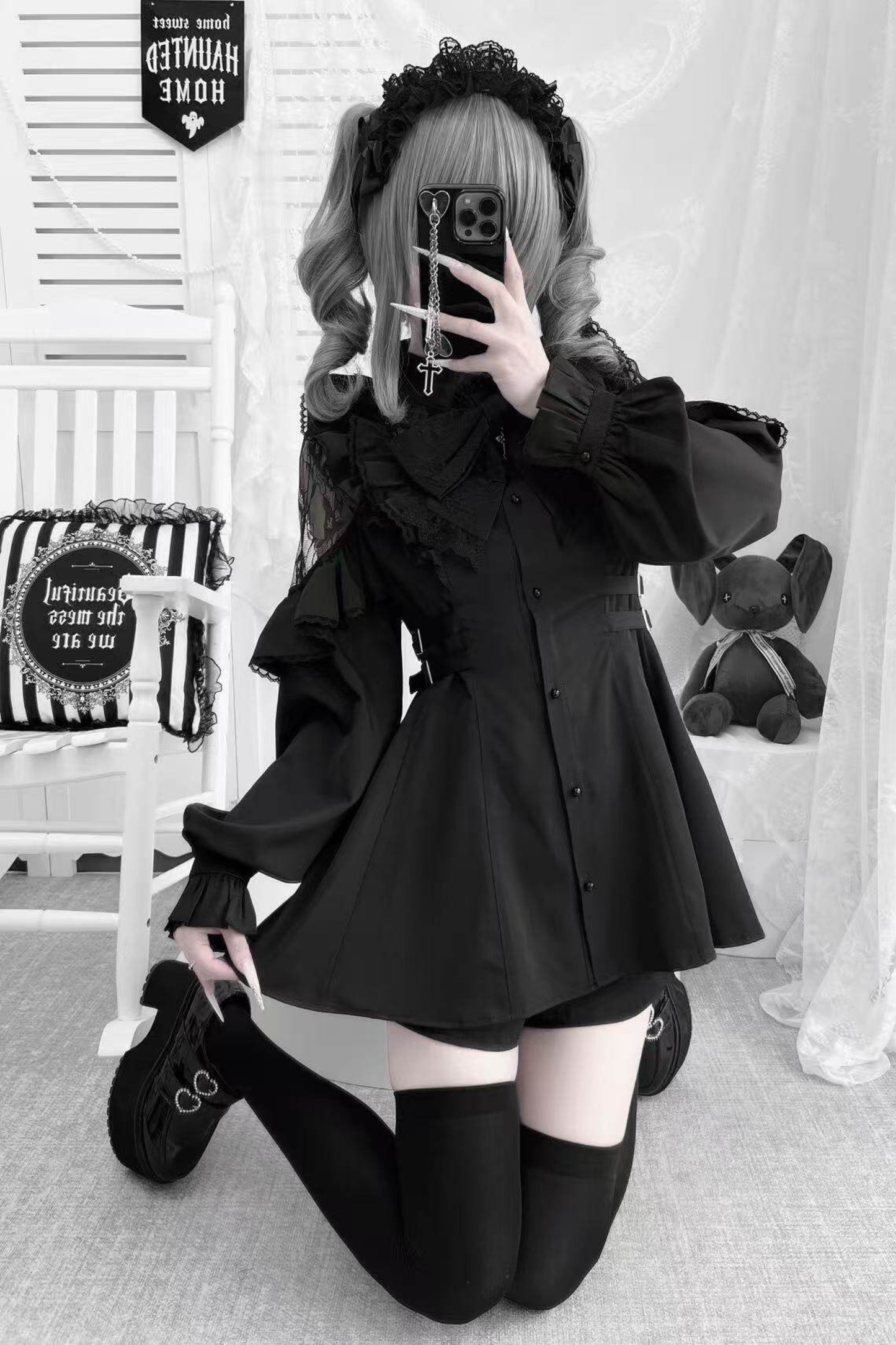Lace Off Shoulder Design Dress + Shorts