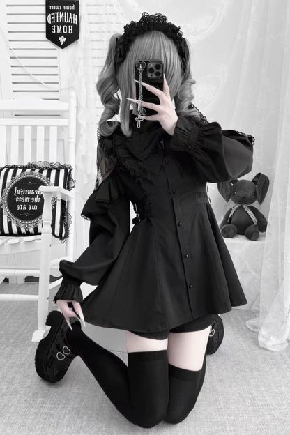 Lace Off Shoulder Design Dress + Shorts