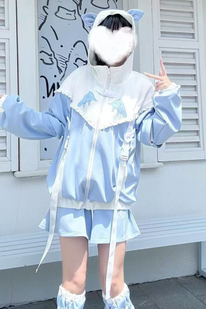Aqua Angelic Subculture Hoodie Jacket + Pants + Leg Cover