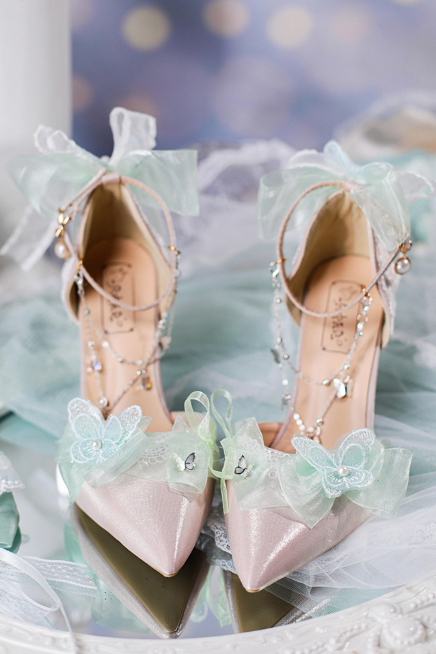 Sheer Light Chain Lolita Stiletto Pumps