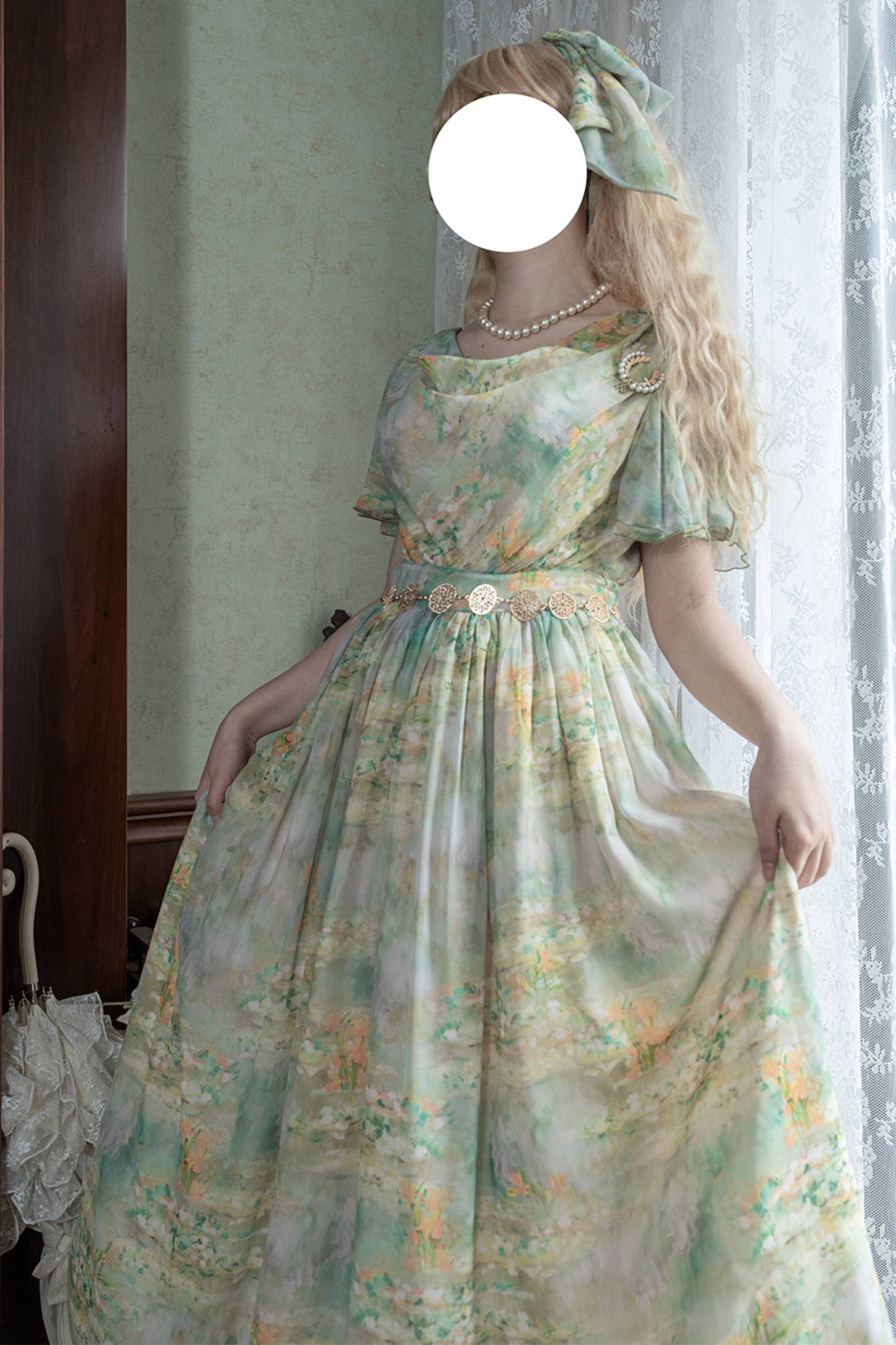 Marble Resort Chiffon Print Dress