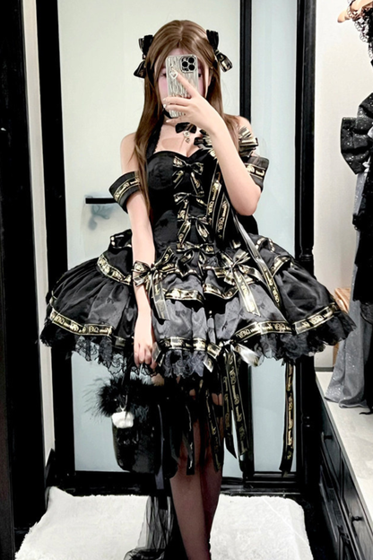 Many Logo Ribbon Princess Dress + Badge + Head Accessory + Tail