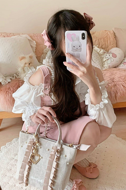 Sweetheart Pearl Ruffle Bag