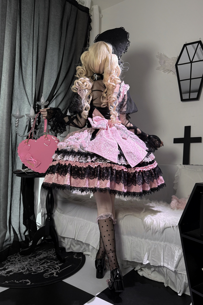 Rose Ruffle Princess Jumper Skirt + Bag Ribbon + Bonnet