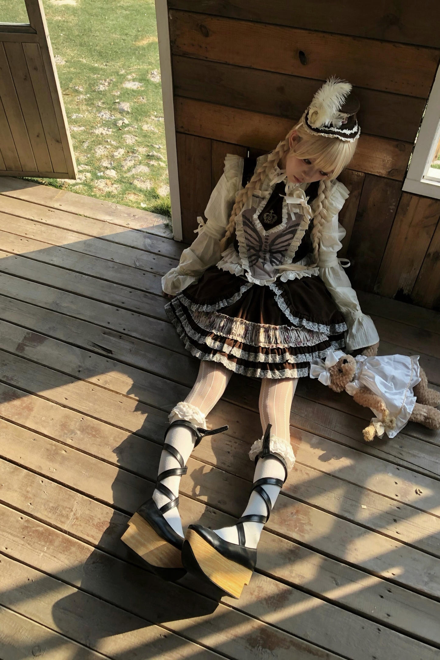 Bone Print Velvet Corset Vest