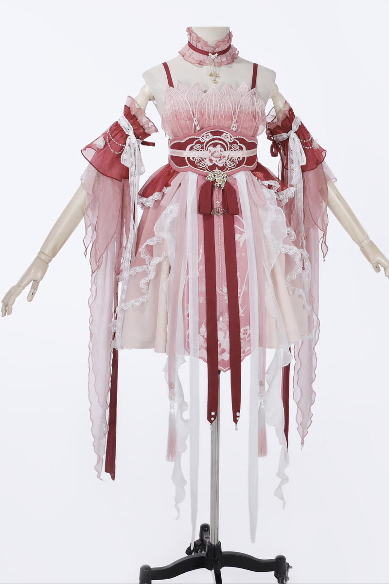 Chinese-style Feather Dress + Feather Sleeves + Waist Belt