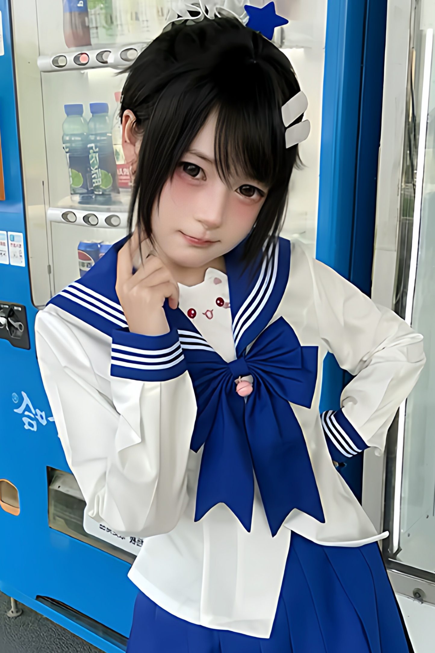 Anime Girl Sailor Top + Skirt + Ribbon