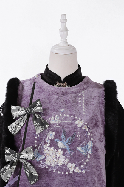 Dark Knight Chinese-style Top + Vest + Skirt