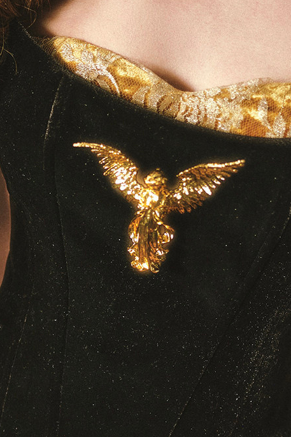Golden Eagle Lace Corset Top + Skirt + Brooch