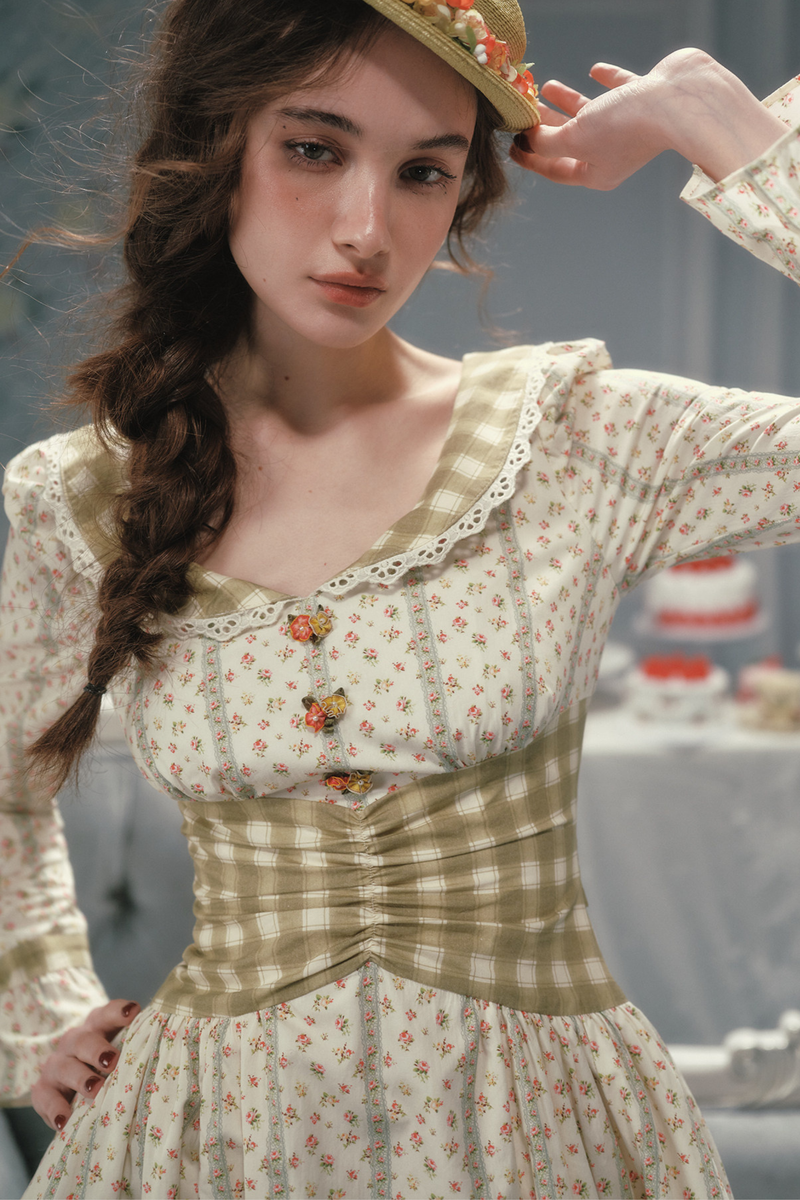 Retro Lace Maid Cotton Dress