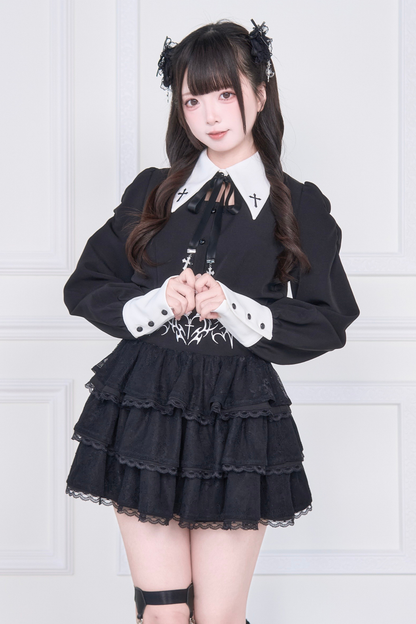 Cross Embroidery Shirt + Skirt