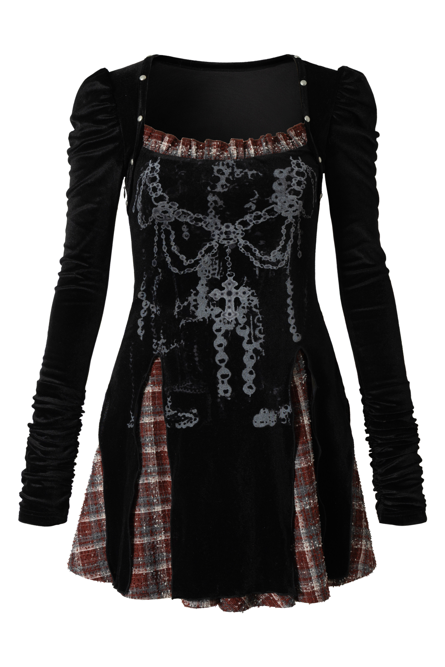 Baroque Velvet Plaid Dress