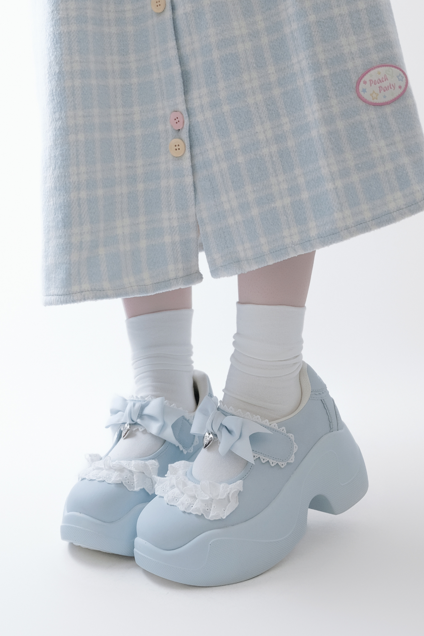 Ruffle Lace Ribbon Platform Shoes