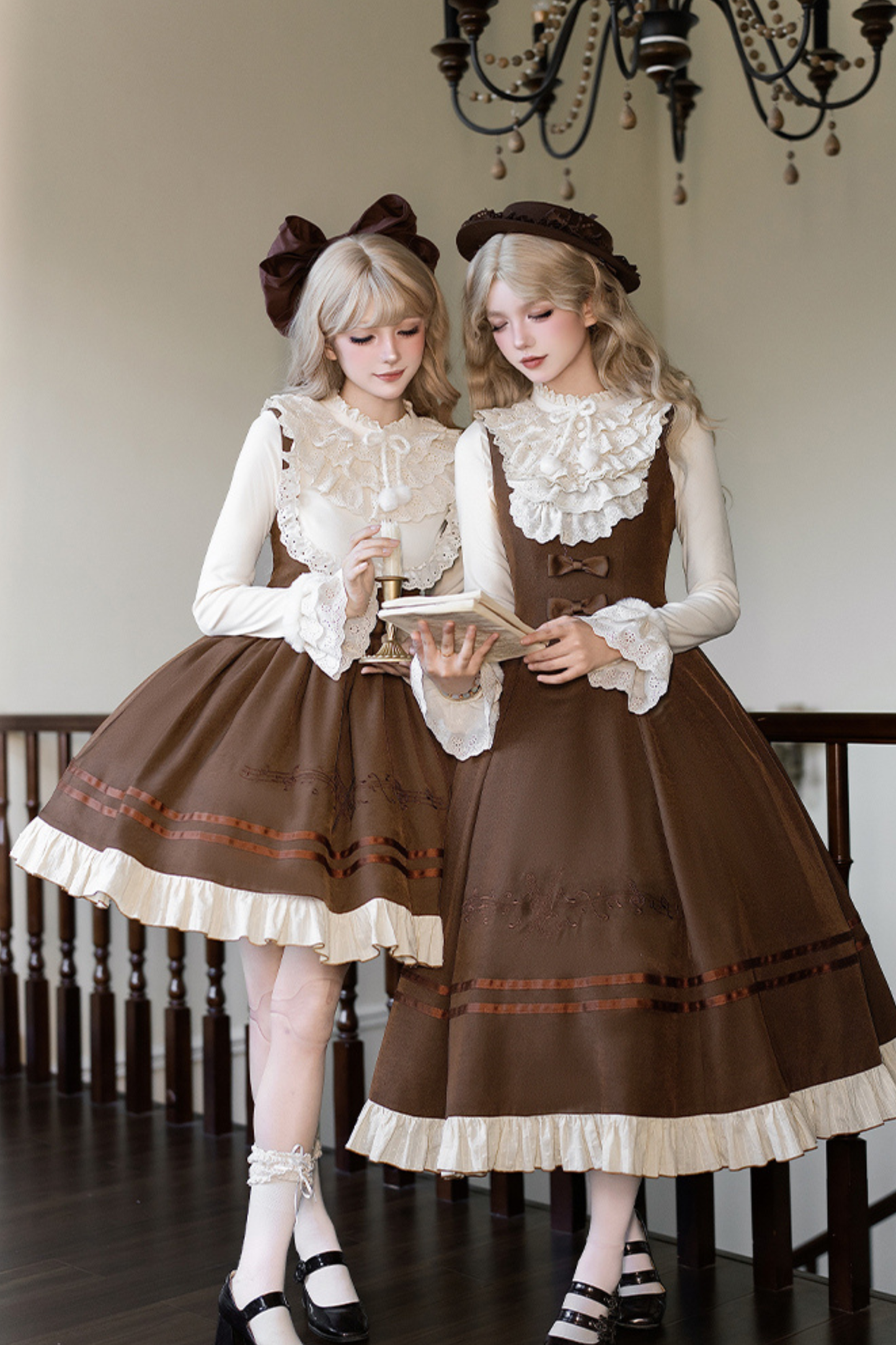 Twin Ruffle Doll Jumperskirt + Top + Ribbon + Hat