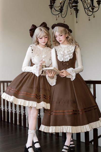 Twin Ruffle Doll Jumperskirt + Top + Ribbon + Hat