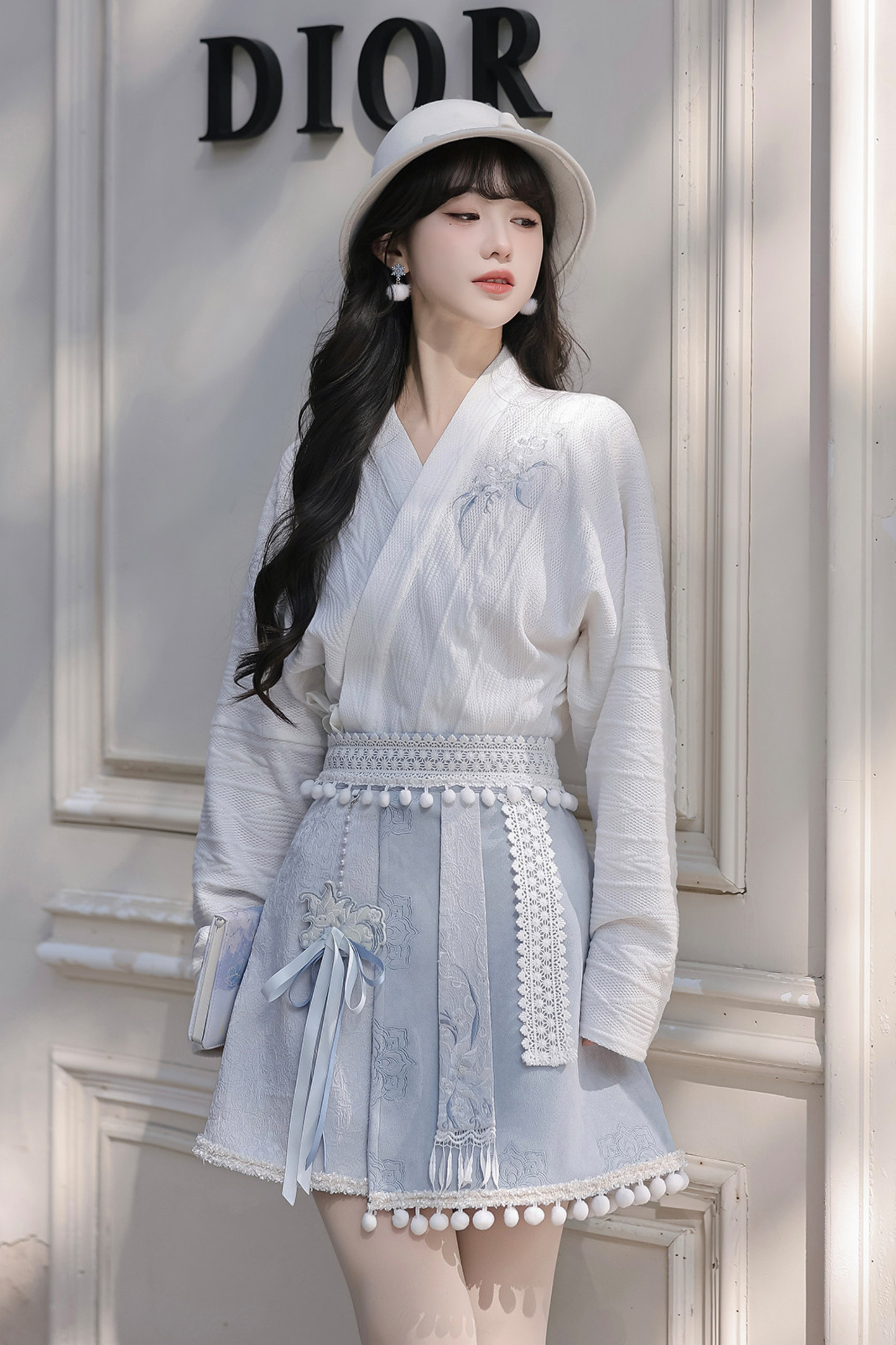 China Snow Lolita Jacket + Top + Skirt + Scarf