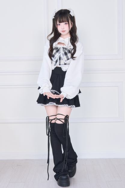 Ribbon Vest + Short Sweatshirt