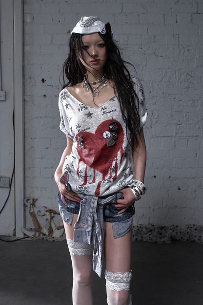 Y2k Tight Print Top