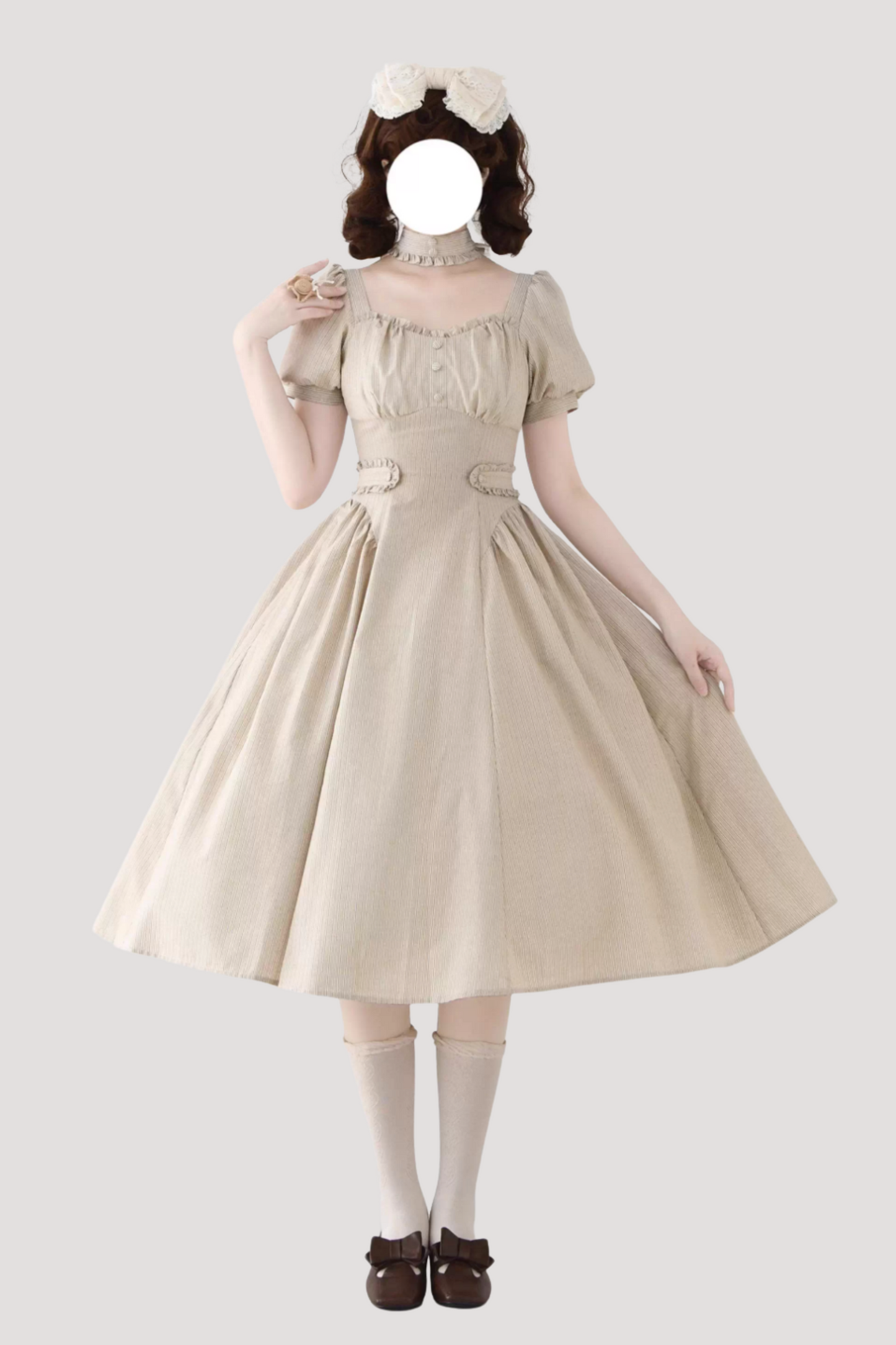 [pre-order] Retro French Classic Cotton & Linen Striped Dress