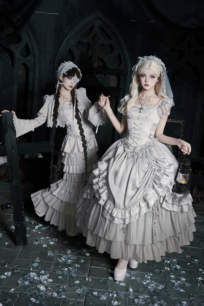 Gothic Lolita Skirt + Corset + Veil + Necklace + Waist Chain