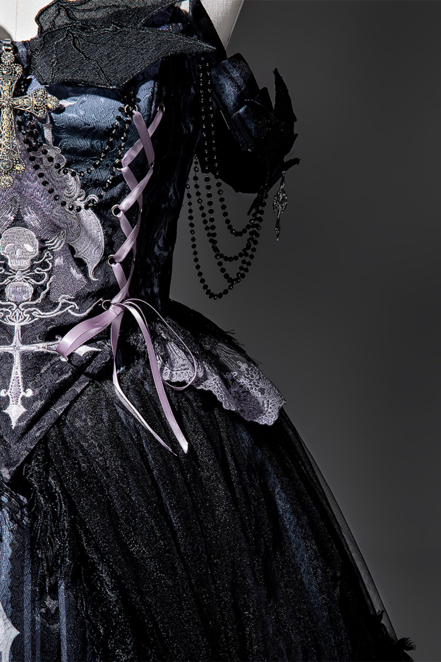 Gothic Style Dark Camisole Top + Dark Skull Skirt
