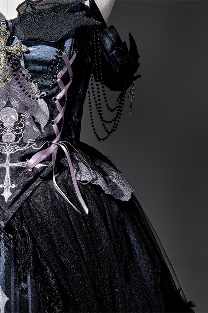Gothic Style Dark Camisole Top + Dark Skull Skirt