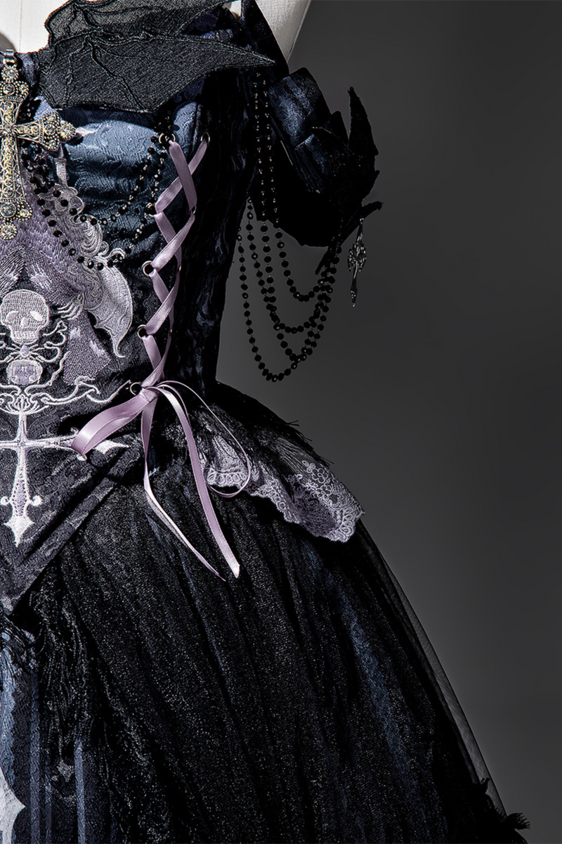 Gothic Style Dark Camisole Top + Dark Skull Skirt