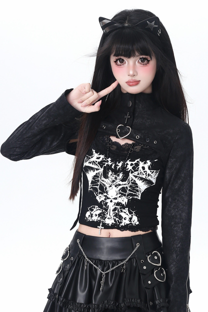 Dark Girl Two-piece Top + Skirt + Leg Warmers