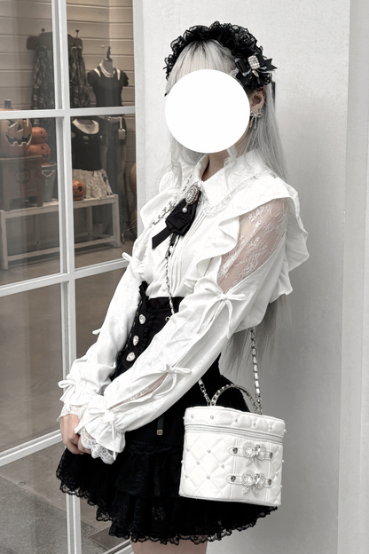 Pearl Rhinestone Lace Box Bag