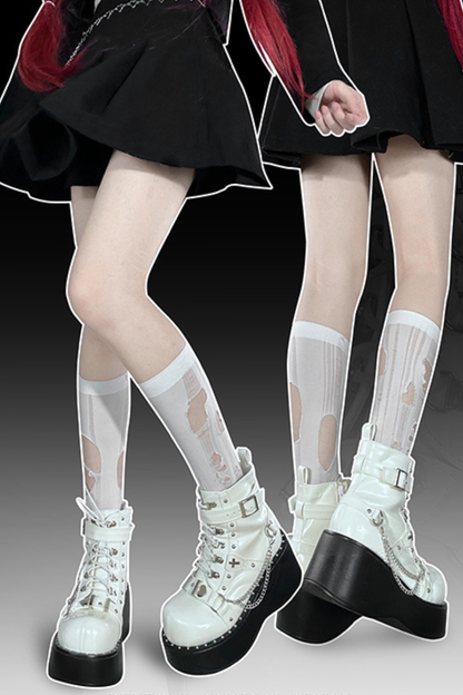Dark Punk Buckle Platform Boots