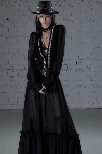Modern Chiffon Y2k Long Dress