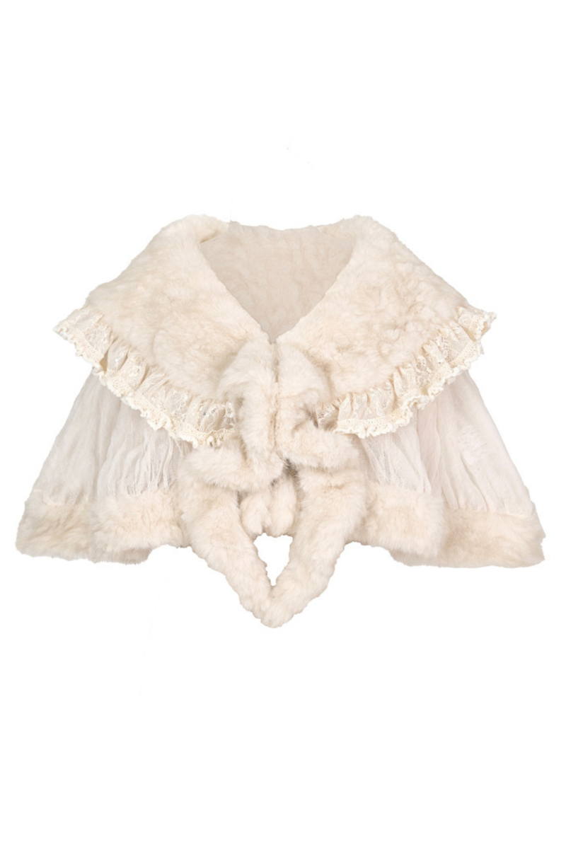 Night Party Gothic Fur Shawl + Hat + Brooch
