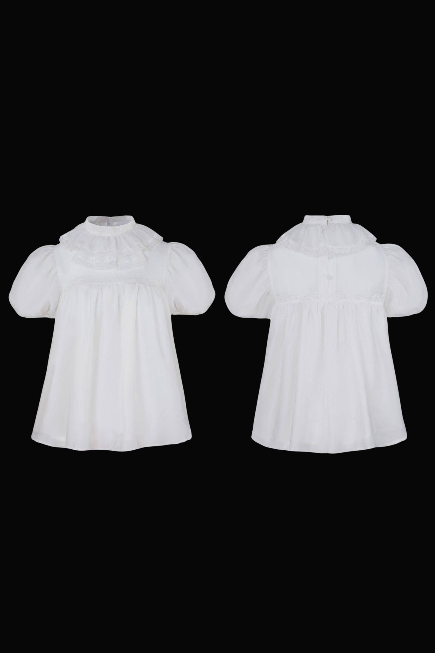 Silk Cotton Ruffle Collar Blouse + Sleeves