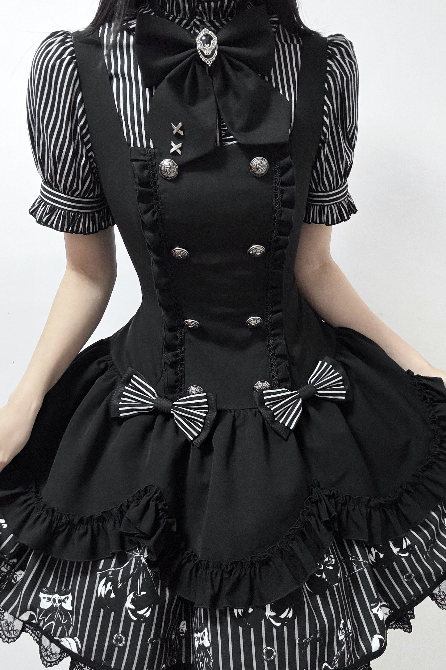 [pre-order Deadline: March 20] Rabbit Gothic Vampire Lolita Skirt + Striped Shirt + Hat