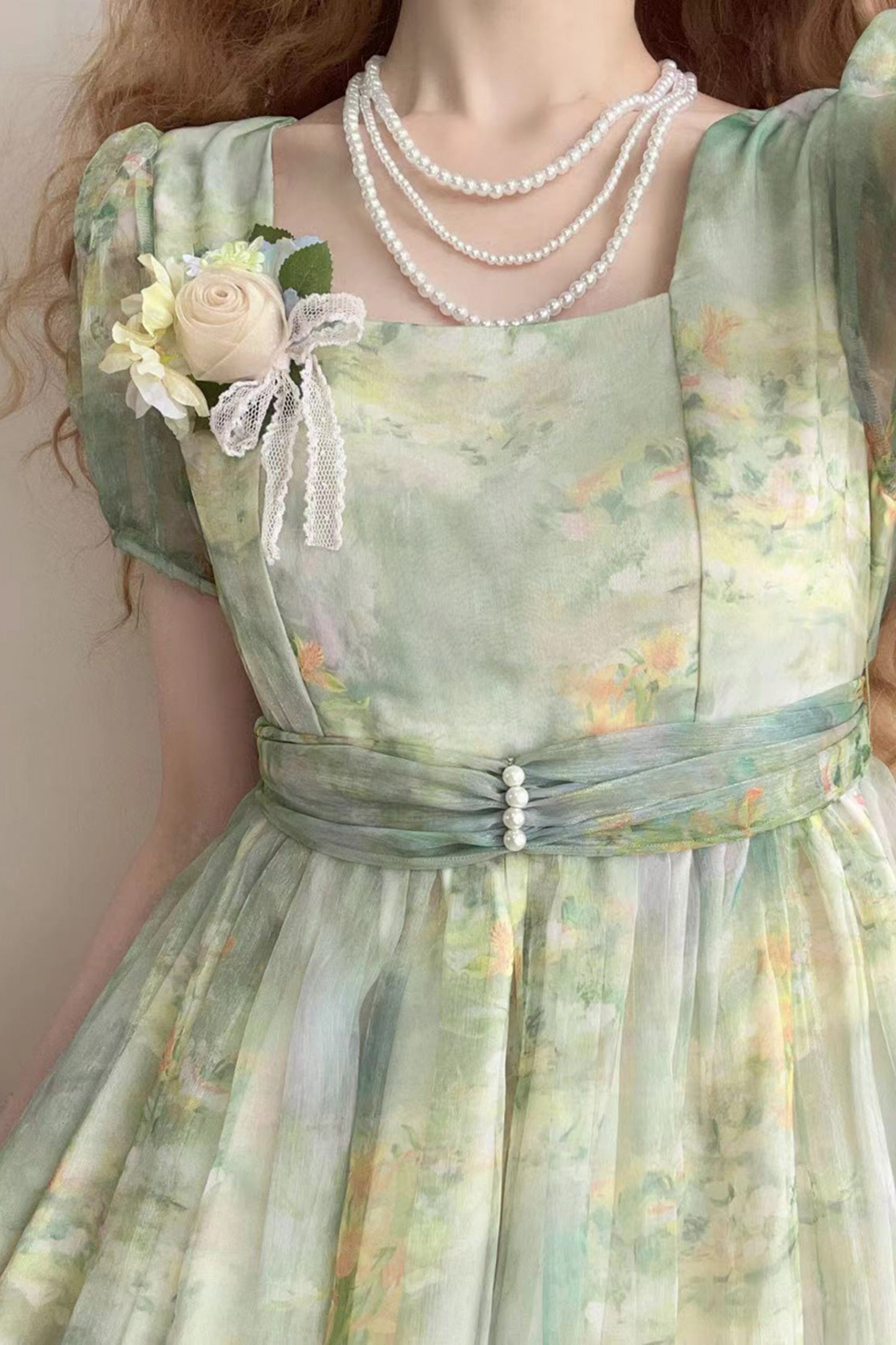Marble Art High Waist Mark Lolita Dress