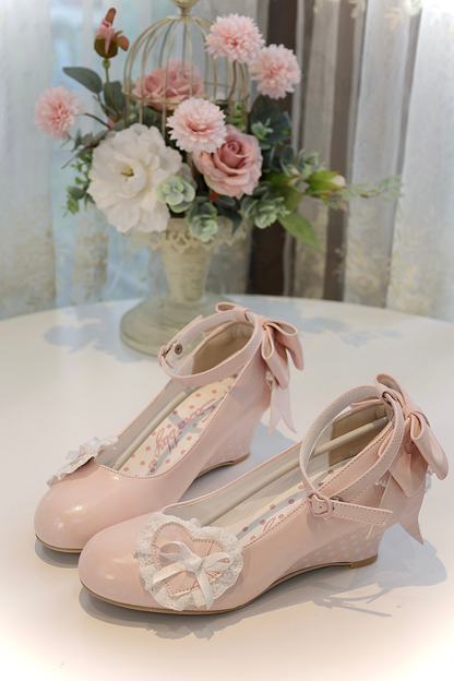 Retro Polka Dot Heart Lolita Sweet Shoes