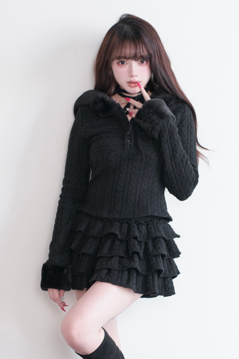Cable Knit Top + Tiered Skirt