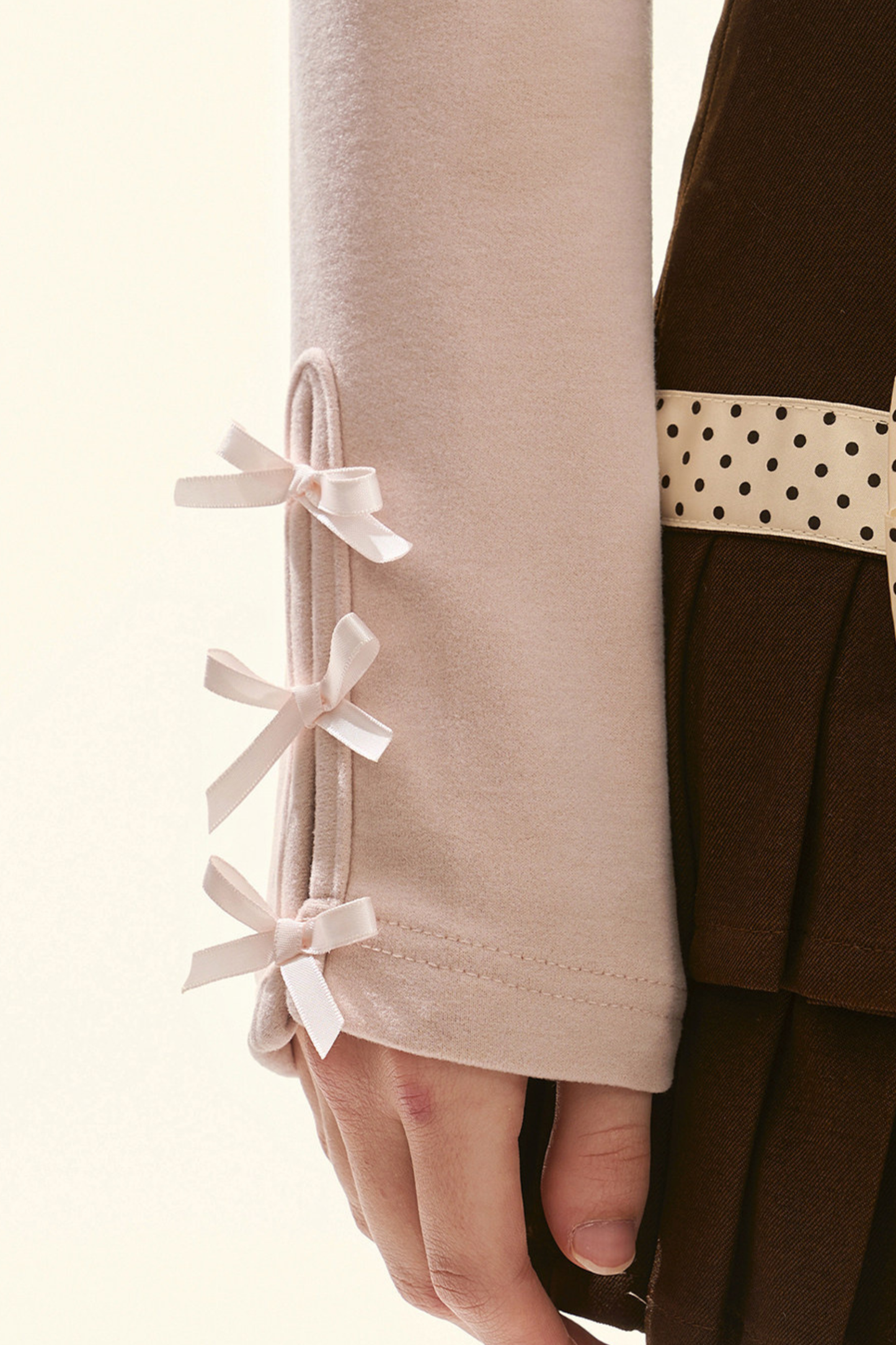 Pink Bow Velvet Knit Top