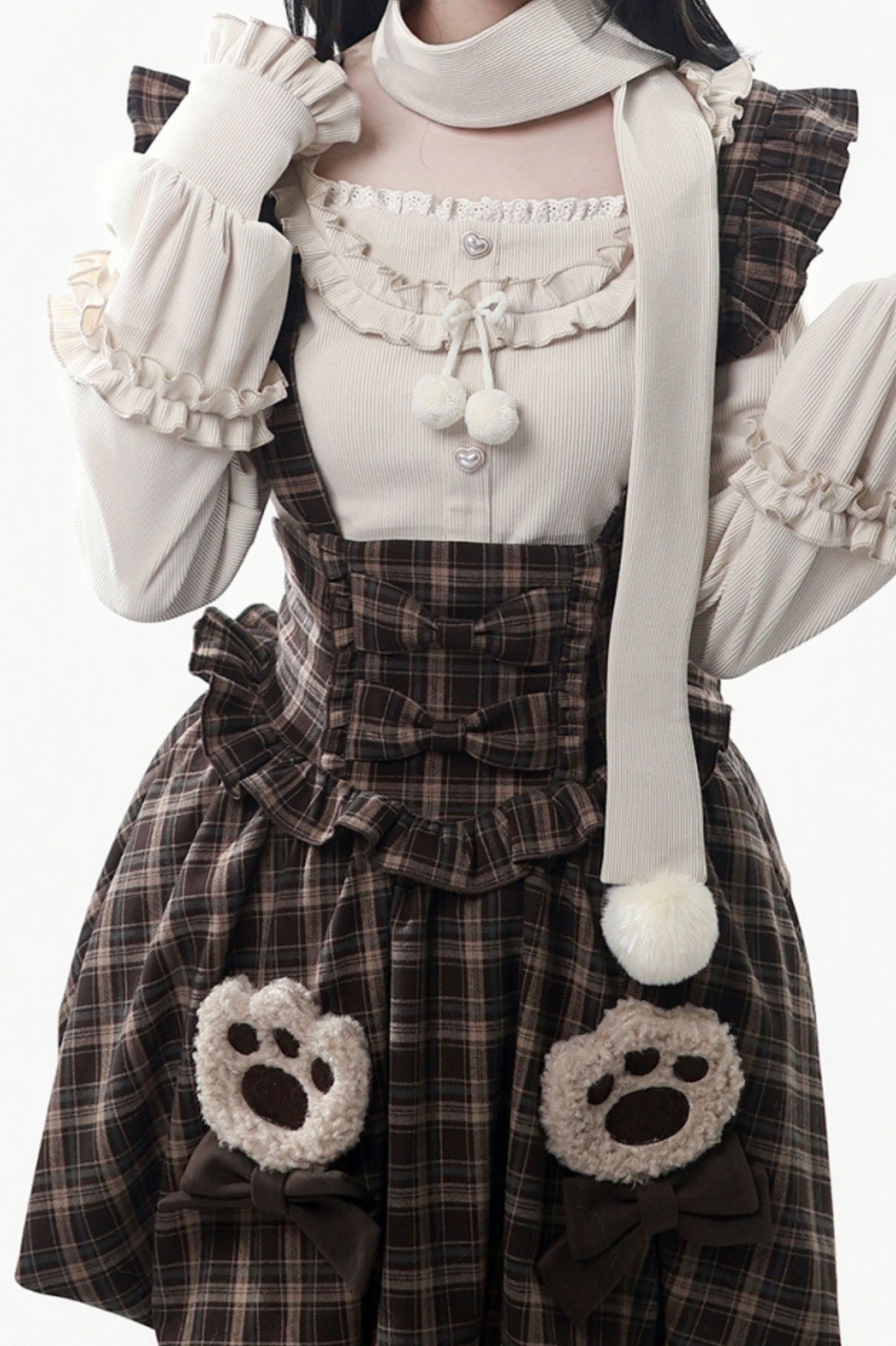 Velvet Bear Hooded Cape + Top + Suspender Skirt + Leg Covers