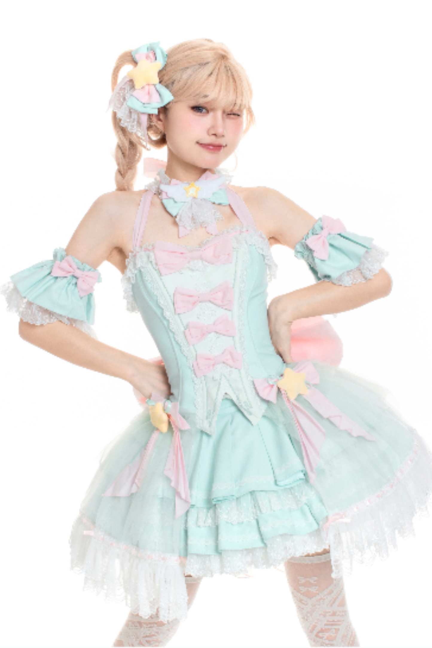 Magic Fairy Sparkling Water Lolita Top + Skirt + Hair Clip + Tail + Magic Stitching