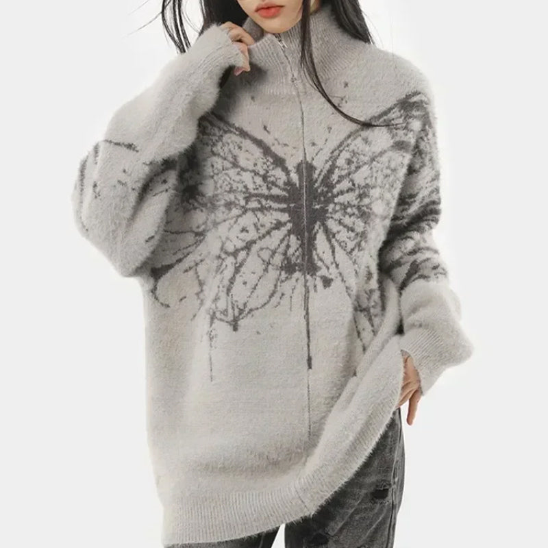 Fluffy Butterfly Cardigan Black