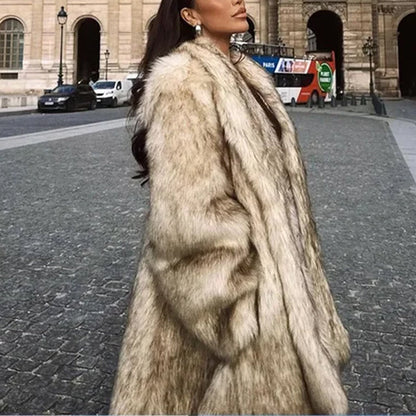 Midi Fur Coat Beige